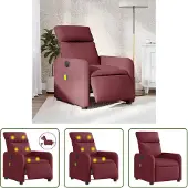 The Living Store Massagesessel Elektrisch Weinrot Stoff