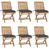 Prolenta Maison Exclusive - Klappstühle mit Kissen, 6-teilig, Massivholz Teakholz