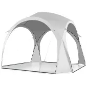 Costway Partyzelt Pavillon weiß, Gartenzelt Gartenpavillon Strandzelt UPF50+ Sonnenschutz, Terrassenzelt für 6-8 Personen Camping Strand 327x327x270cm