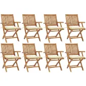 Syfax Klappbare Gartenstühle mit Kissen 8 Stk. Massivholz Teak