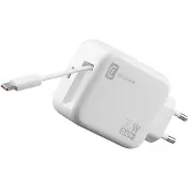 Cellularline 30-W-GAN+-LADEGERÄT MIT AUSZIEHBAREM KABEL UND USB-C-ANSCHLUSS, Drinnen, AC, 0,7 m, Weiß