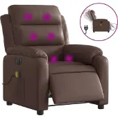 Syfax Massagesessel Elektrisch Braun Kunstleder