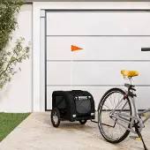 vidaXL Fahrradanhänger Hunde Schwarz Oxford-Gewebe und Eisen, Design Fahrradanhänger Neu