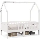 Syfax Kinderbett Hausbett Weiß 80x160 cm Massivholz Kiefer