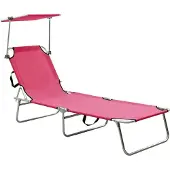 vidaXL Design Möbel Klappliege mit Sonnenschutz Rosa Aluminium - 2024 Neu
