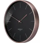 KIENZLE Funkwanduhr 25 cm Roségold/Schwarz, Präzise DCF-Zeiteinstellung, Geräuschlos, Aluminiumrahmen