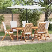 vidaXL Garten-Liegestühle mit Kissen 6 Stk. Massivholz Teak, Gartenstühle Design Möbel Neu