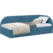 Syfax Eckbettgestell mit Kopfteil Blau 90 cm x 200 cm Samt