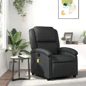 vidaXL Möbel Massagesessel Relaxsessel Echtleder Schwarz - Fernseh- & Relaxsessel 3205924