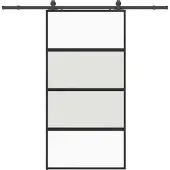 Syfax Schiebetür mit Beschlag Schwarz 102,5x205 cm Hartglas