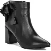 Artiker Damen Leder Stiefeletten Schwarz, spitze Zehenpartie, Reißverschluss, Schaftlänge 11,5 cm