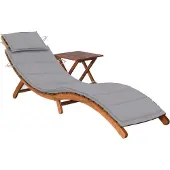 vidaXL 2024 Moderne Gartenliegen Sonnenliege mit Tisch und Auflage Massivholz Akazie 562830
