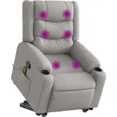 Syfax Massagesessel mit Aufstehhilfe Wolkengrau Stoff