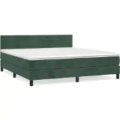Syfax Boxspringbett mit Matratze Dunkelgrün 180x200 cm Samt