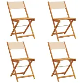 Syfax Gartenstühle 4 Stk. Klappbar Beige Stoff und Massivholz