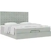 Syfax Ottoman-Bett mit Matratzen Hellgrau 200x200 cm Samt