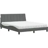 Syfax Bett mit Matratze "Hanko" Dunkelgrau 160x200 cm Stoff