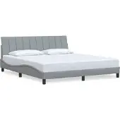 Syfax Bettgestell ohne Matratze "Hanko" Hellgrau 180x200 cm Stoff