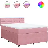 Syfax Boxspringbett mit Matratze Rosa 160x200 cm Samt