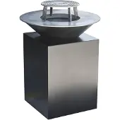 The Favilla Fuego Feuerschale mit Grillplatte & Plancha in Schwarz | Mit Grillring, Feuerschale für Garten und Terrasse, Outdoor Feuerstelle mit Grill