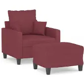 vidaXL Sessel mit Hocker Weinrot 60 cm Stoff