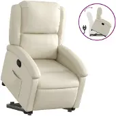 Syfax Relaxsessel mit Aufstehhilfe Creme Kunstleder