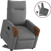 Syfax Relaxsessel mit Aufstehhilfe Dunkelgrau Stoff