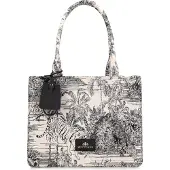 WITTCHEN Damen-Shopper-Tasche aus Jacquard-Stoff mit Quaste, Schwarz und Creme