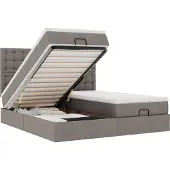 Syfax Ottoman-Bett mit Matratzen & LEDs Taupe 160x200 cm Stoff