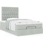 Syfax Ottoman-Bett mit Matratzen Hellgrau 120x190 cm Samt