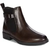 MACIEJKA Dunkelbraune Naturleder Stiefeletten mit Reißverschluss, runde Spitze, 3 cm Absatz, Weite F 1/2