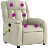 Syfax Massagesessel mit Relaxfunktion, Kunstleder, Creme