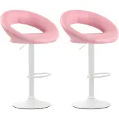 CLP 2er Set Barhocker Olinda Kunstleder höhenverstellbar und drehbar pink Gestell Farbe weiß
