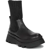 Artiker Damen Plateau Slipper Schuhe aus Leder Schwarz, Plateau 4,5 cm vorne, 6 cm hinten