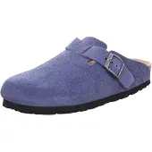 Rohde Damen Clog Pantolette aus Velourleder mit Tieffußbett Alba 6071, Größe:40 EU, Farbe:Blau