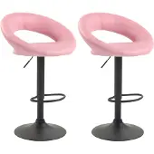 CLP 2er Set Barhocker Olinda Kunstleder höhenverstellbar und drehbar pink Gestell Farbe schwarz