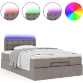 Syfax Ottoman-Bett mit Matratze & LEDs Taupe 120x200 cm Stoff