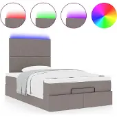 Syfax Ottoman-Bett mit Matratze & LEDs Taupe 120x190 cm Stoff