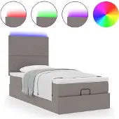 Syfax Ottoman-Bett mit Matratze & LEDs Taupe 80x200 cm Stoff
