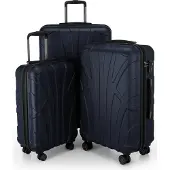 Suitline Koffer erweiterbar, dunkelblau, 3-teilig, Hartschale, mit 4 Rollen, klein / groß (2x)