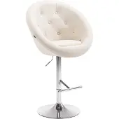 CLP Barhocker London V2 Stoff drehbar und höhenverstellbar creme Gestell Farbe chrom