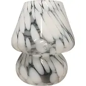 Relaxdays Tischlampe, Pilz Design, Glas, E27, batteriebetriebene Nachttischlampe, HxD: 24 x 16 cm, Touchfunktion, weiß