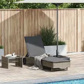 Prolenta Maison Exclusive - Sonnenliege mit Rollen und Auflage Grau Poly Rattan