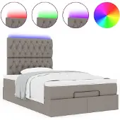 Syfax Ottoman-Bett mit Matratze & LEDs Taupe 120x200 cm Stoff