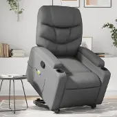 Prolenta Maison Exclusive - Massagesessel mit Aufstehhilfe Grau Kunstleder