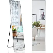 Costway 160 x 40 cm Ganzkörperspiegel, 3 in 1 Standspiegel und Wandspiegel, Ankleidespiegel, Garderobenspiegel für Schlafzimmer, Wohnzimmer und Eingangsbereich, Silber