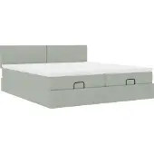 Syfax Ottoman-Bett mit Matratzen Hellgrau 180x200 cm Samt