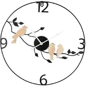 Gilde Wanduhr rund Vögel auf Ast schwarz H. 50 cm, 60271