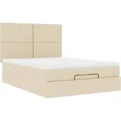 Syfax Ottoman-Bett mit Matratze Creme 140x200 cm Stoff