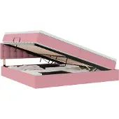 Syfax Aufbewahrungsbett mit Matratze Rosa 200 x 200 cm Samt